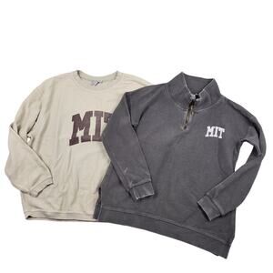 Chicka-d Men's MIT 1/4 Zip & Crewneck Sweatshirt Bundle Sz Small Gray & Cream